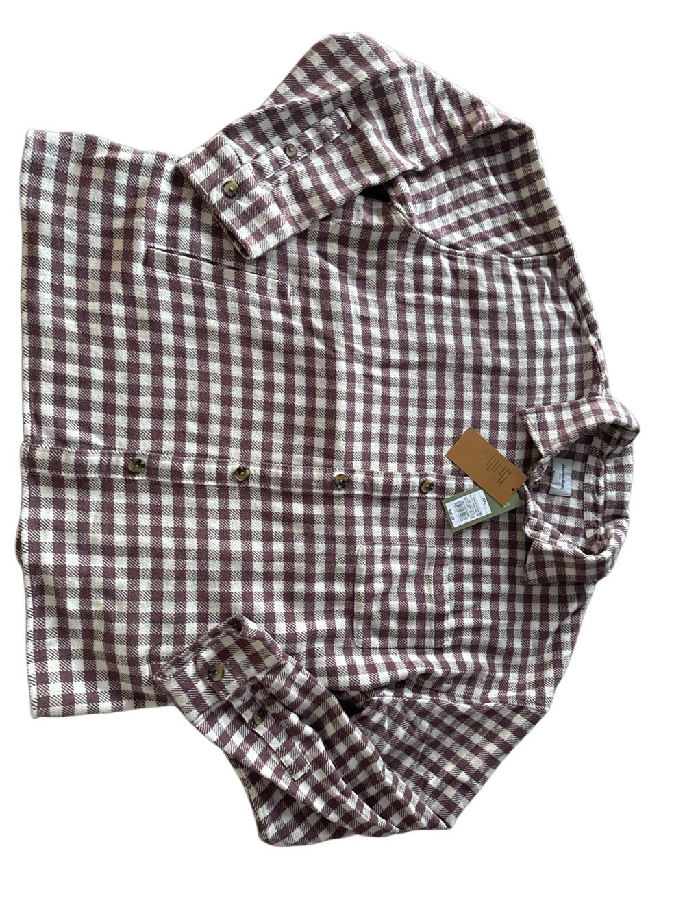NWT!! Goodfellow & co Men's heavy weight Burgundy and White Check Button-Up, XXL
